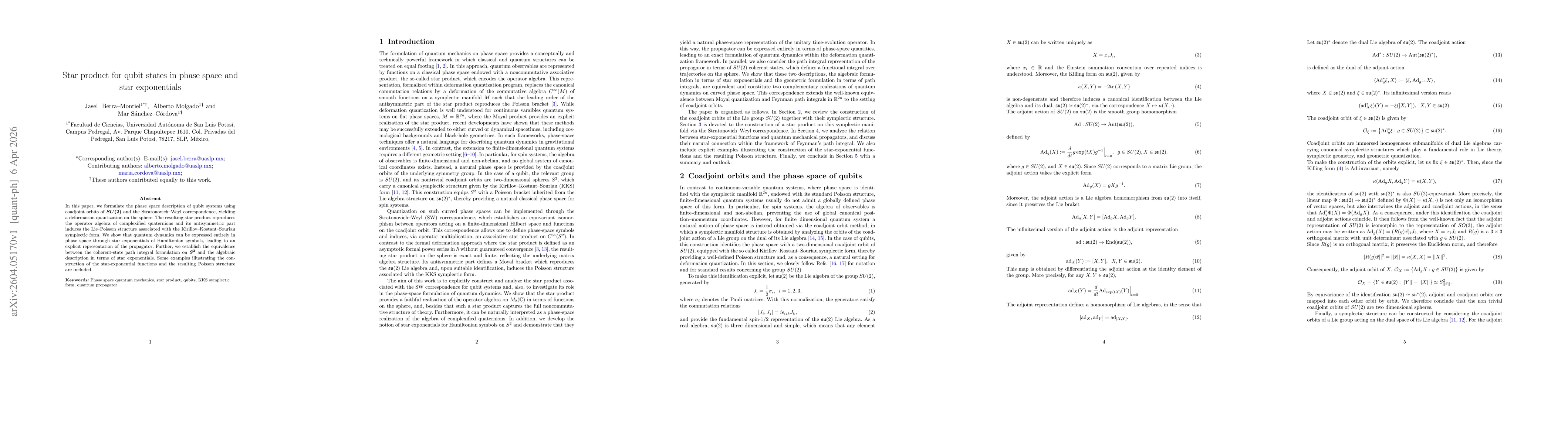 Thumbnail for Star product for qubit states in phase space and star exponentials