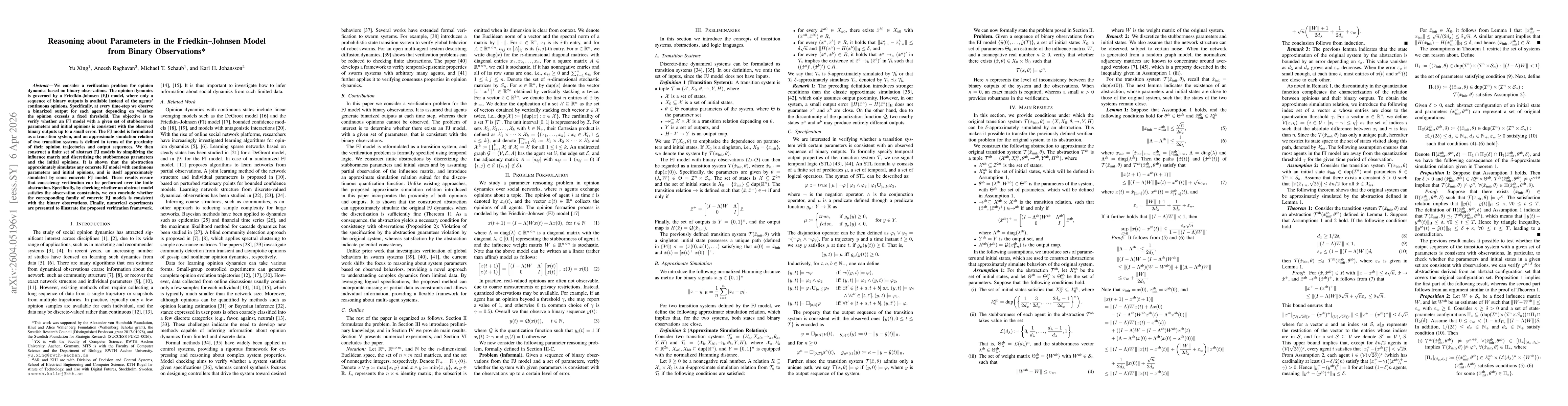 Thumbnail for Reasoning about Parameters in the Friedkin--Johnsen Model from Binary Observations