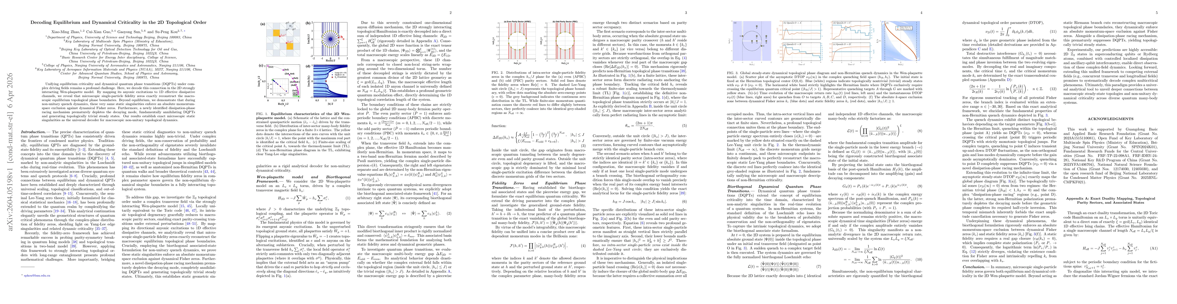 Thumbnail for Decoding Equilibrium and Dynamical Criticality in the 2D Topological Order