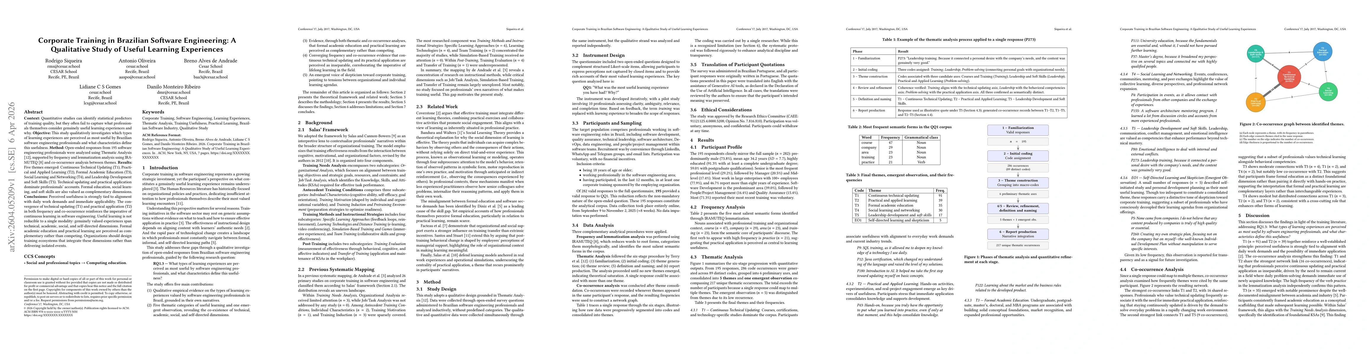 Thumbnail for Corporate Training in Brazilian Software Engineering: A Qualitative Study of Useful Learning Experiences
