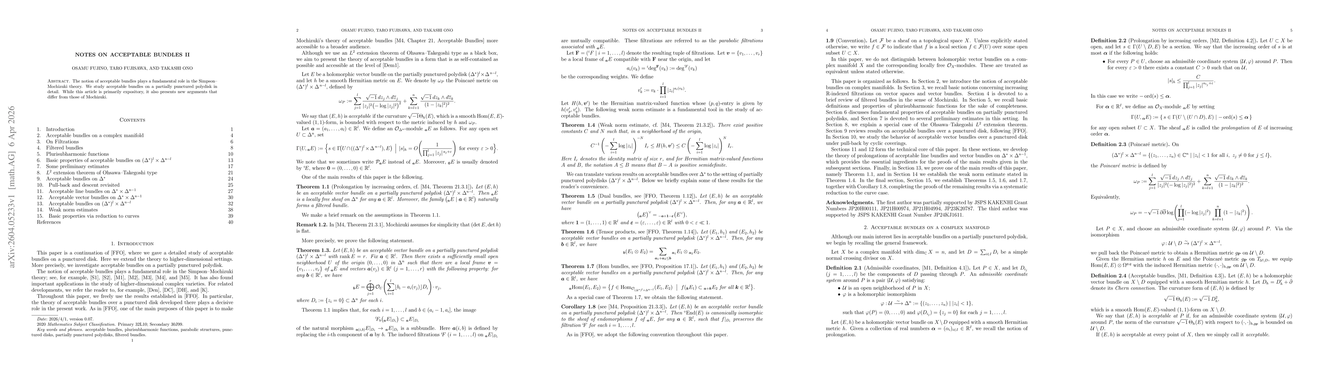 Thumbnail for Notes on acceptable bundles II