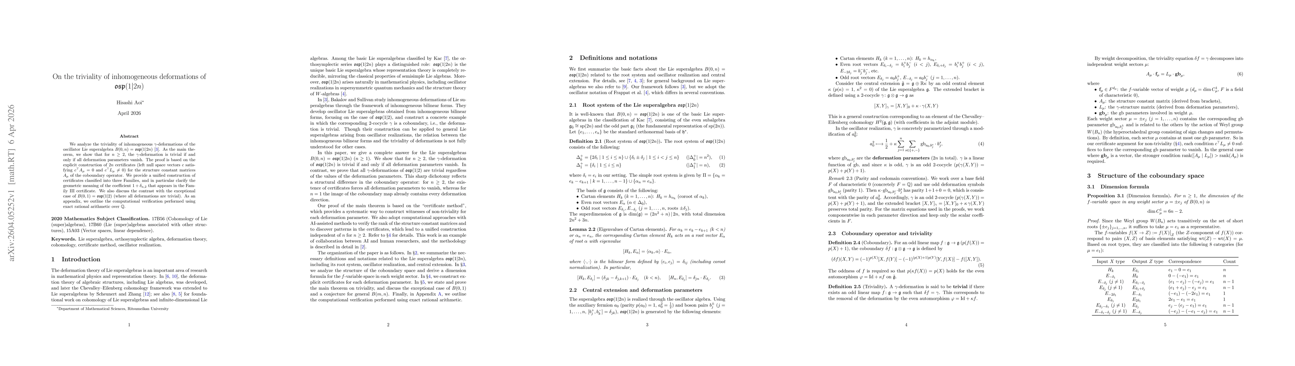 Thumbnail for On the triviality of inhomogeneous deformations of $\mathfrak{osp}(1|2n)$