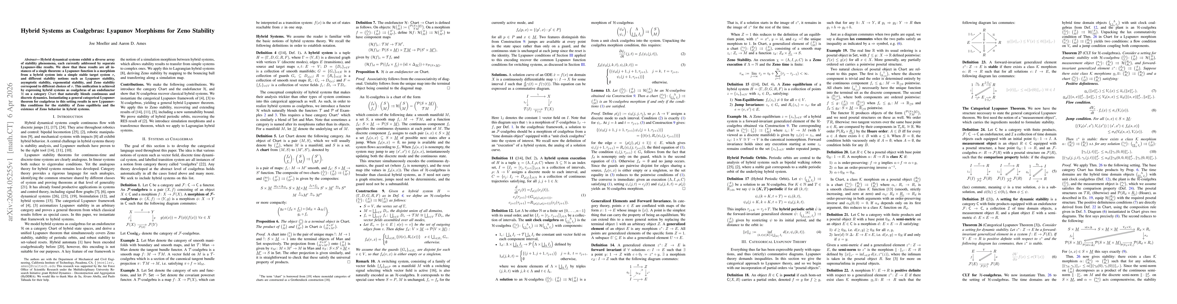 Thumbnail for Hybrid Systems as Coalgebras: Lyapunov Morphisms for Zeno Stability