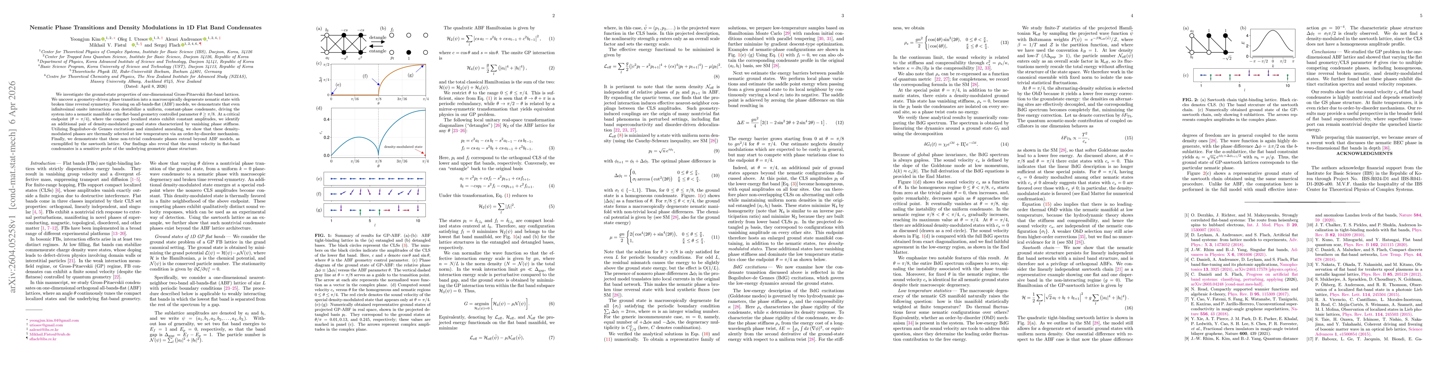 Thumbnail for Nematic Phase Transitions and Density Modulations in 1D Flat Band Condensates