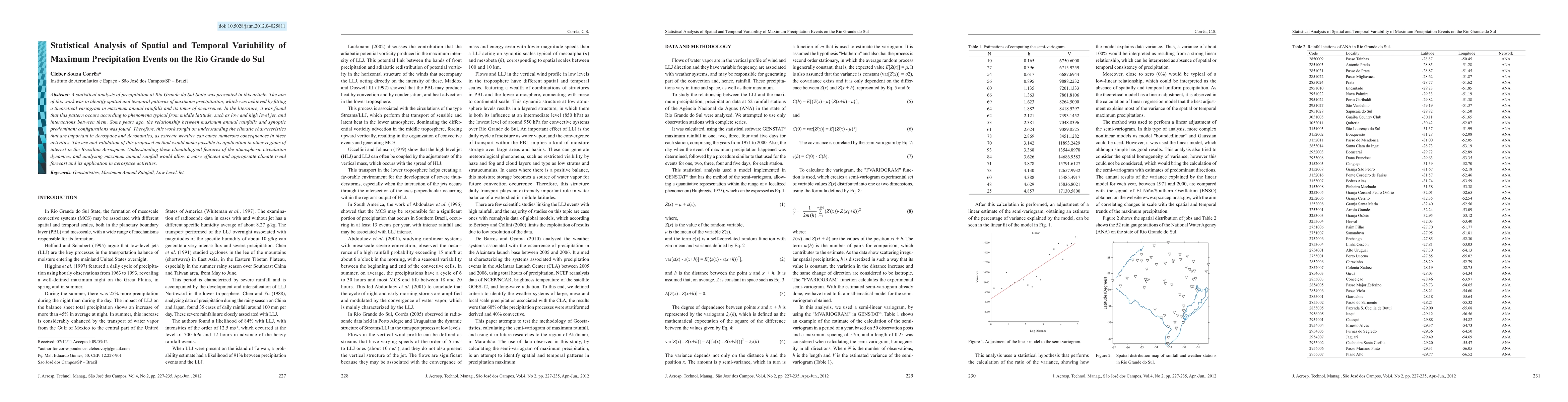 Thumbnail for Statistical Analysis of Spatial and Temporal Variability of Maximum Precipitation Events on the Rio Grande do Sul