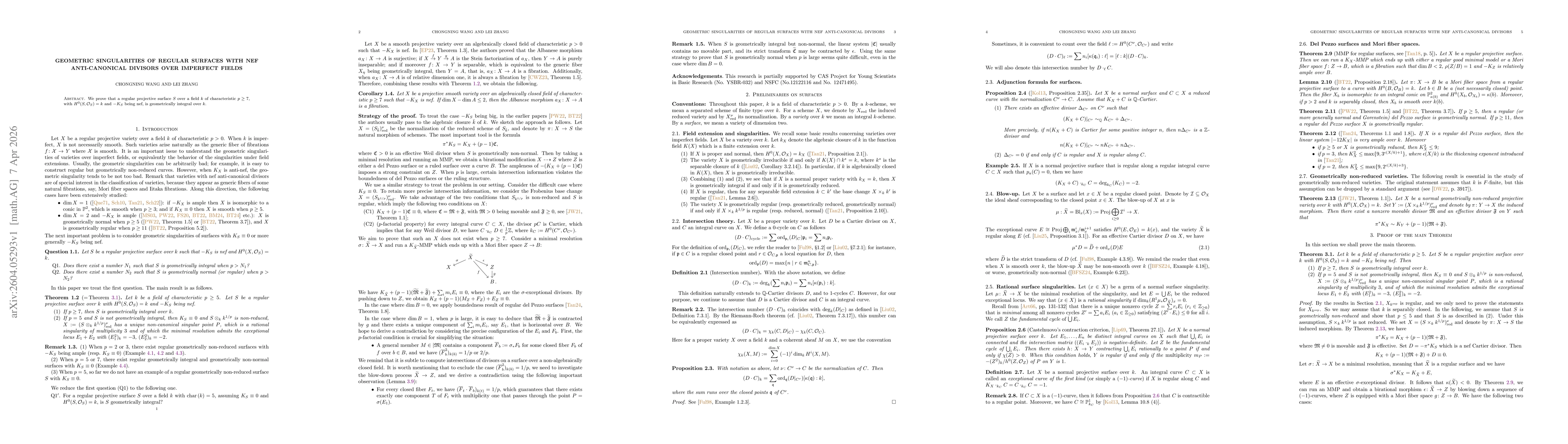 Thumbnail for Geometric singularities of regular surfaces with nef anti-canonical divisors over imperfect fields