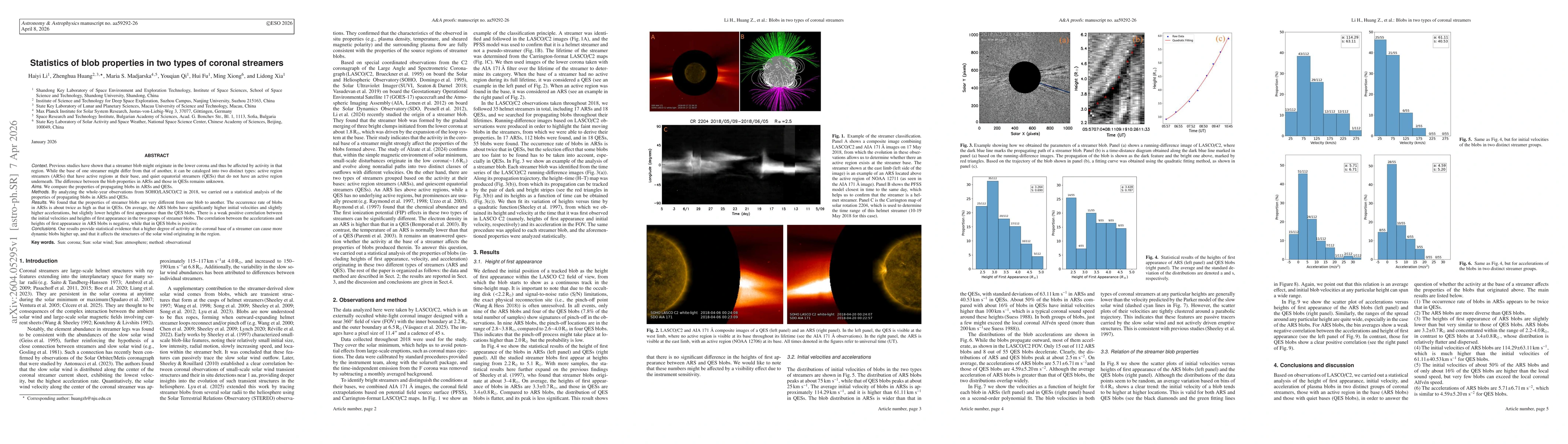 Thumbnail for Statistics of blob properties in two types of coronal streamers