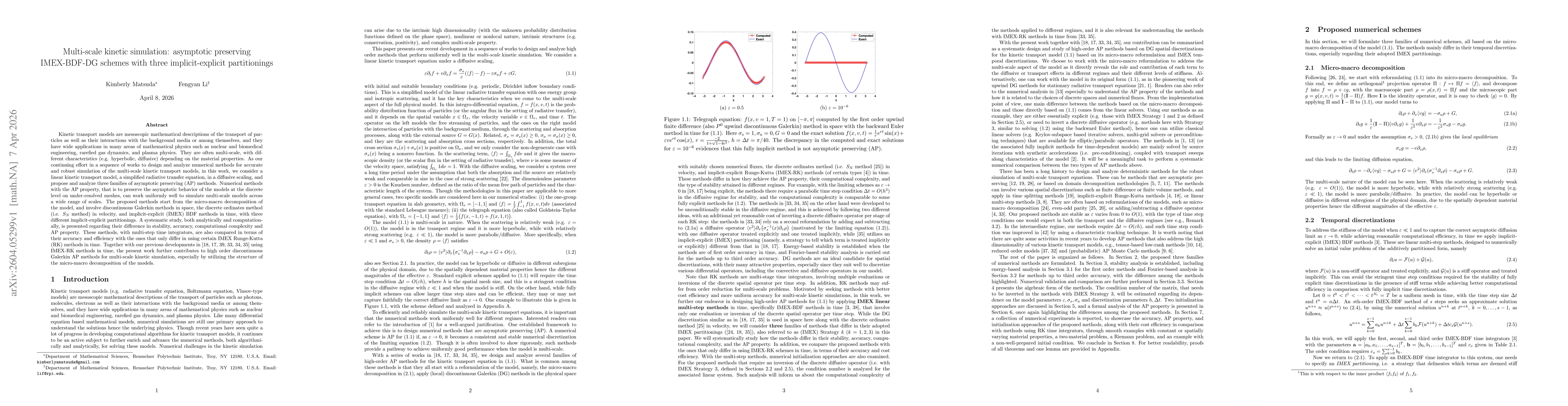 Thumbnail for Multi-Scale Kinetic Simulation: Asymptotic Preserving IMEX-BDF-DG Schemes with Three Implicit-Explicit Partitionings