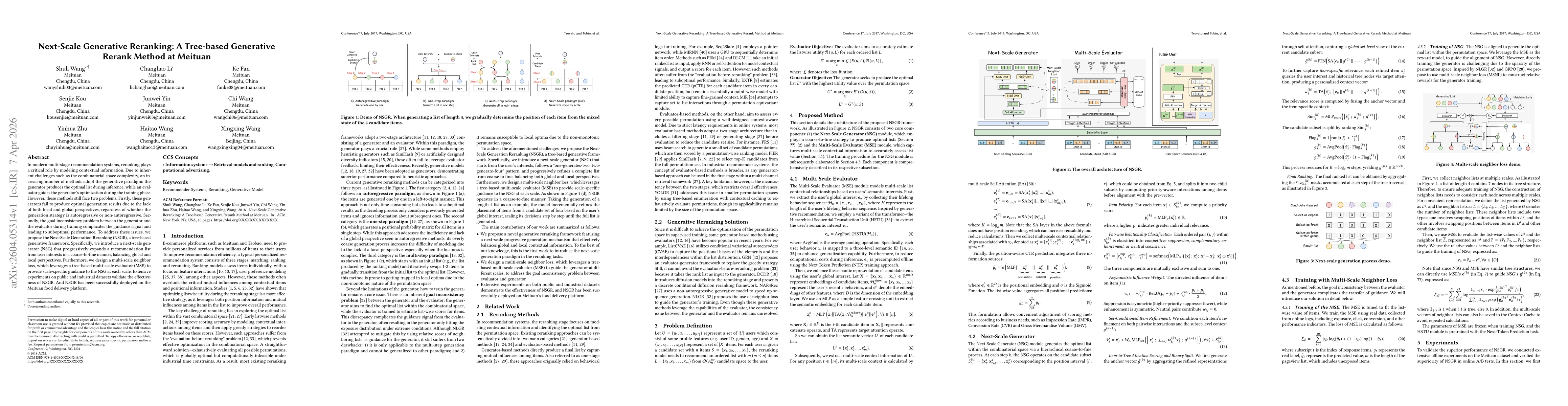 Thumbnail for Next-Scale Generative Reranking: A Tree-based Generative Rerank Method at Meituan