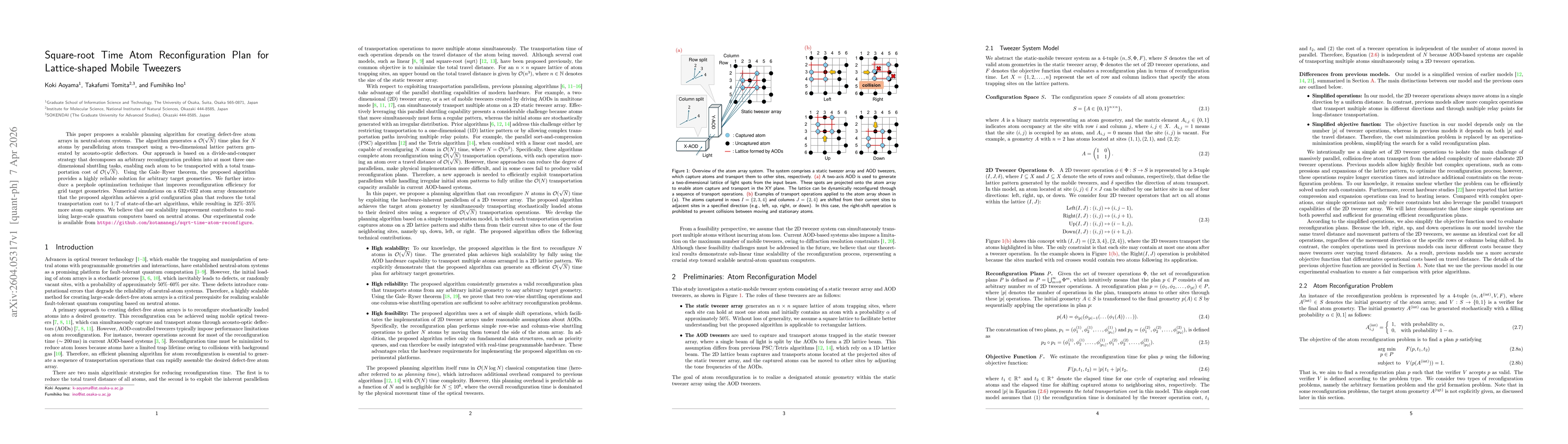 Thumbnail for Square-root Time Atom Reconfiguration Plan for Lattice-shaped Mobile Tweezers
