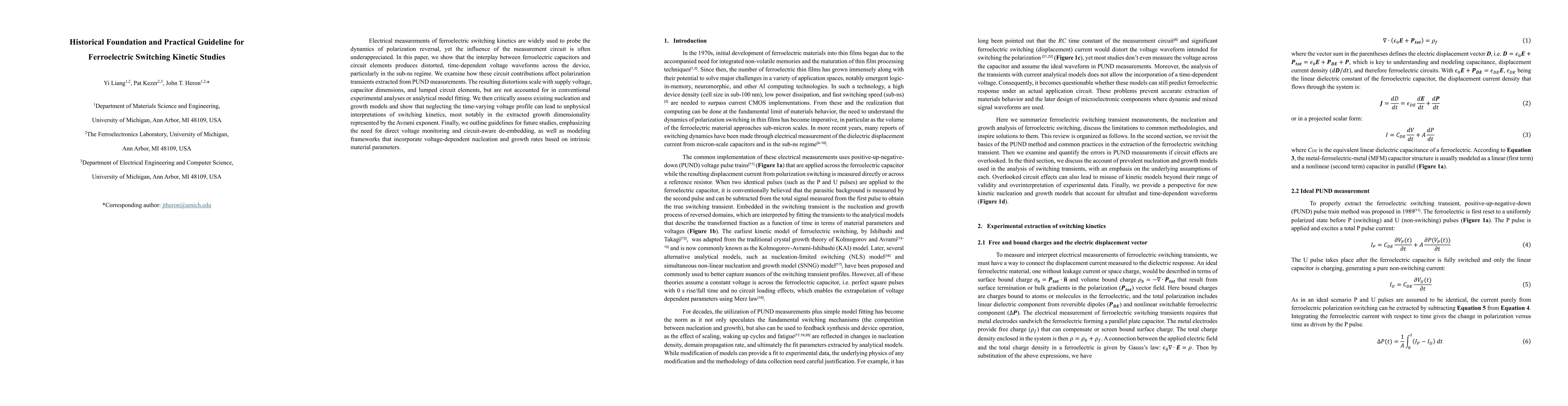 Thumbnail for Historical Foundation and Practical Guideline for Ferroelectric Switching Kinetic Studies