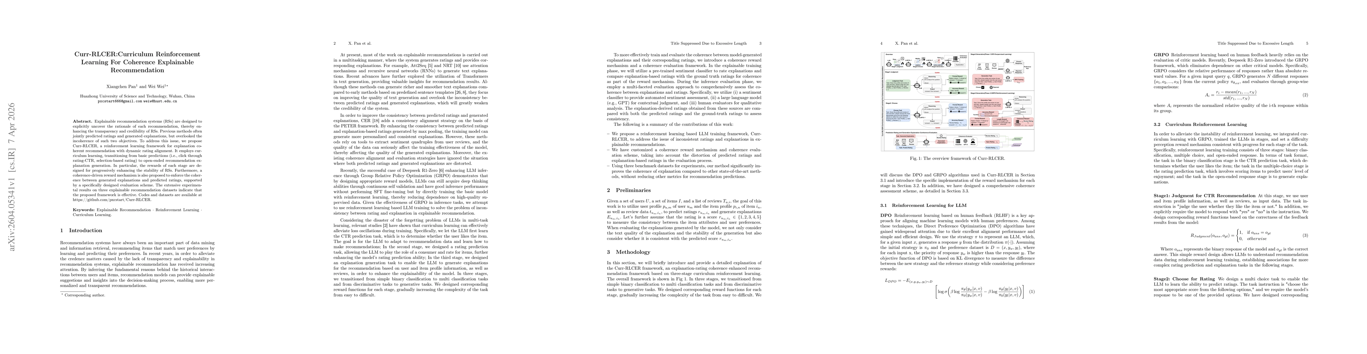Thumbnail for Curr-RLCER:Curriculum Reinforcement Learning For Coherence Explainable Recommendation
