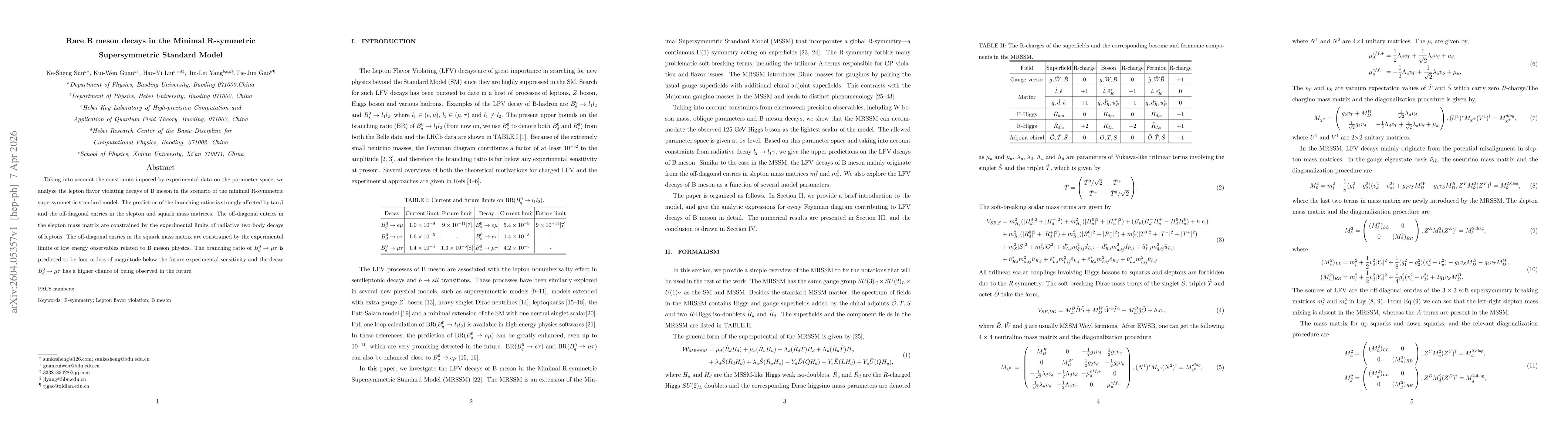 Thumbnail for Rare B meson decays in the Minimal R-symmetric Supersymmetric Standard Model
