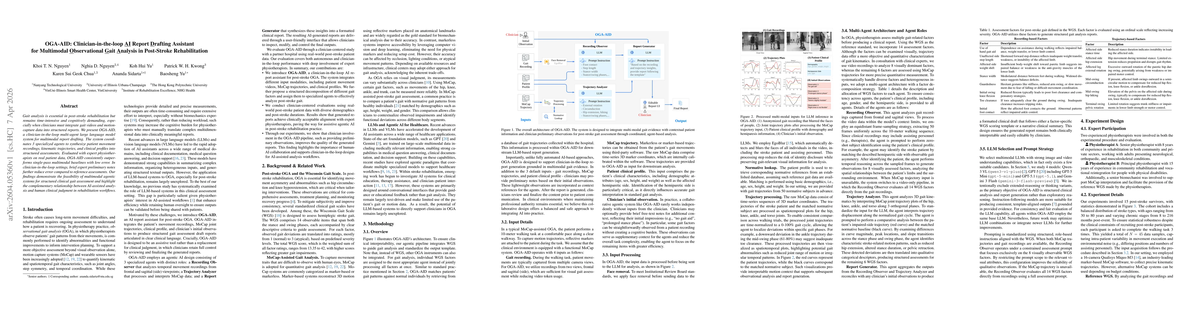 Thumbnail for OGA-AID: Clinician-in-the-loop AI Report Drafting Assistant for Multimodal Observational Gait Analysis in Post-Stroke Rehabilitation