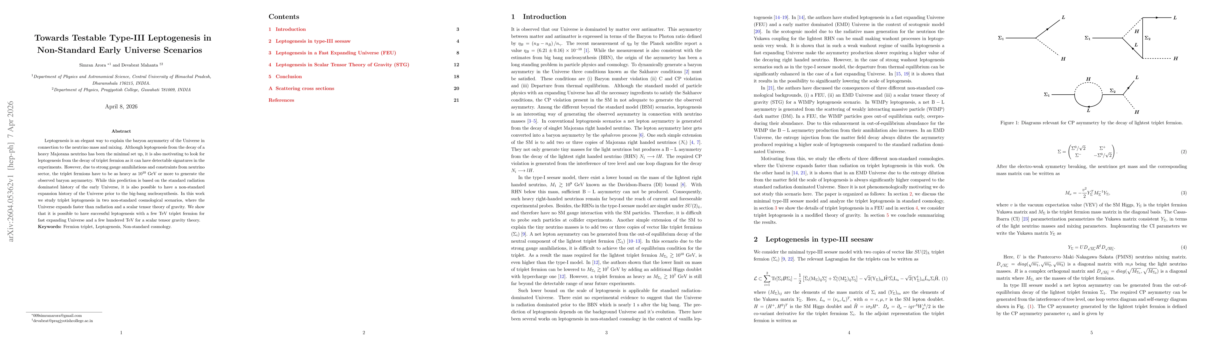 Thumbnail for Towards Testable Type-III Leptogenesis in Non-Standard Early Universe Scenarios