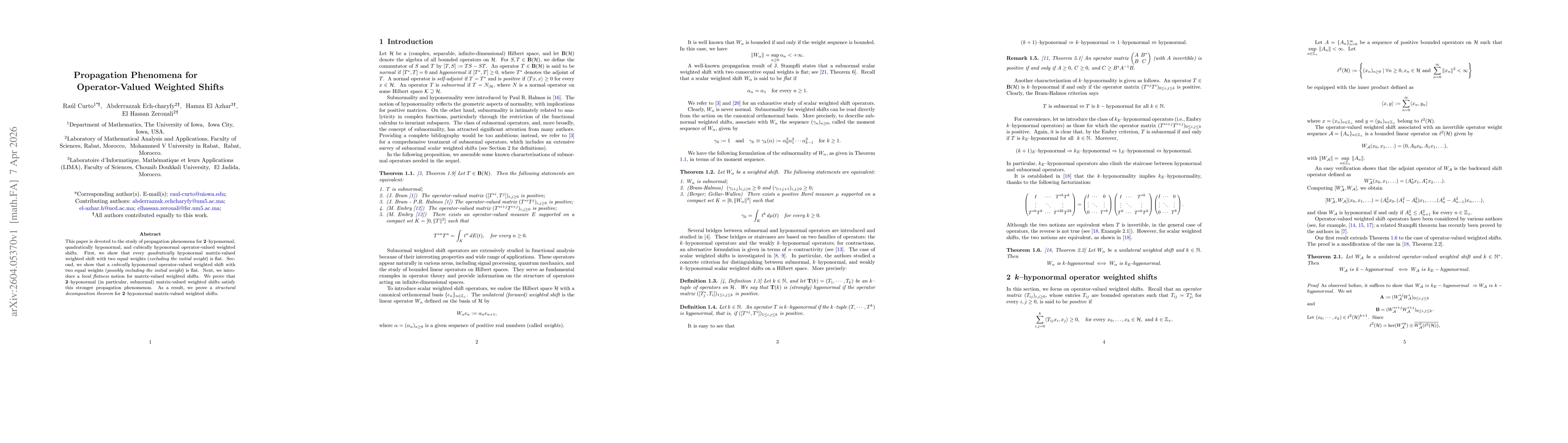 Thumbnail for Propagation Phenomena for Operator-Valued Weighted Shifts