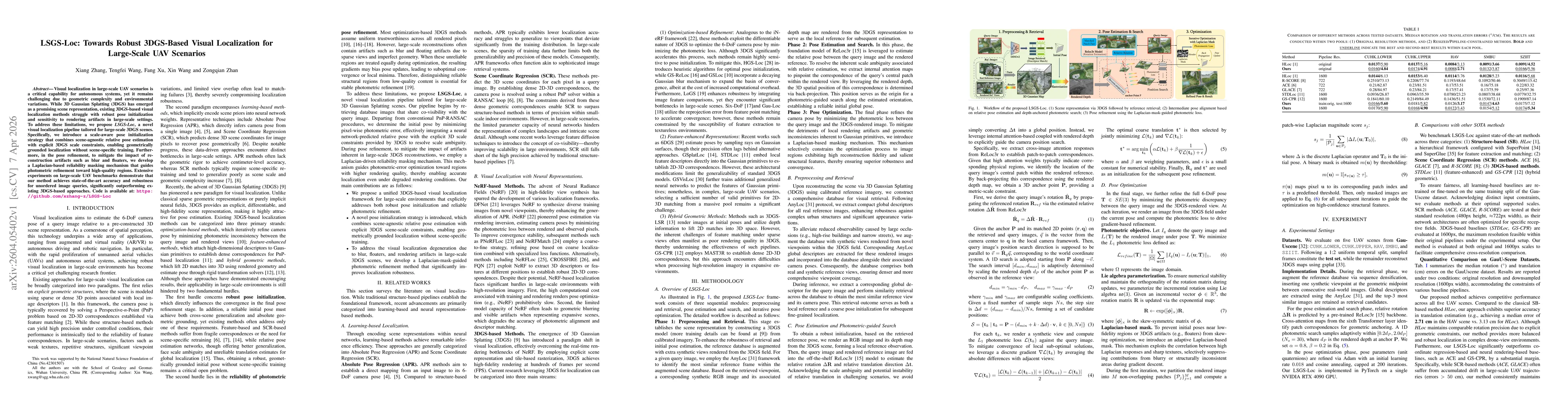 Thumbnail for LSGS-Loc: Towards Robust 3DGS-Based Visual Localization for Large-Scale UAV Scenarios