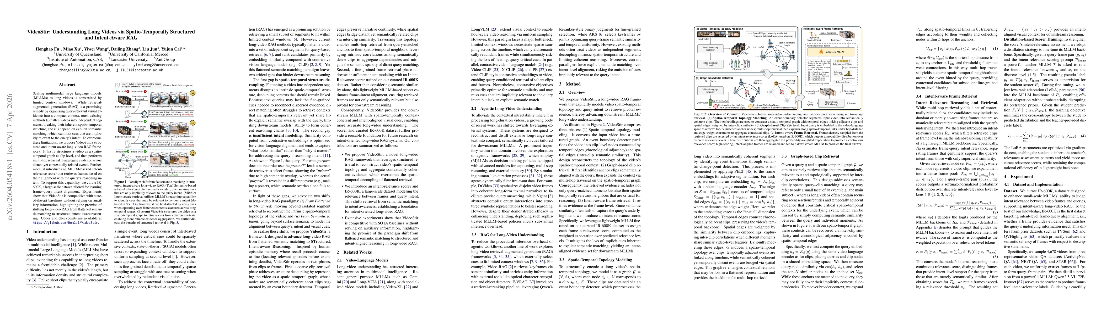 Thumbnail for VideoStir: Understanding Long Videos via Spatio-Temporally Structured and Intent-Aware RAG