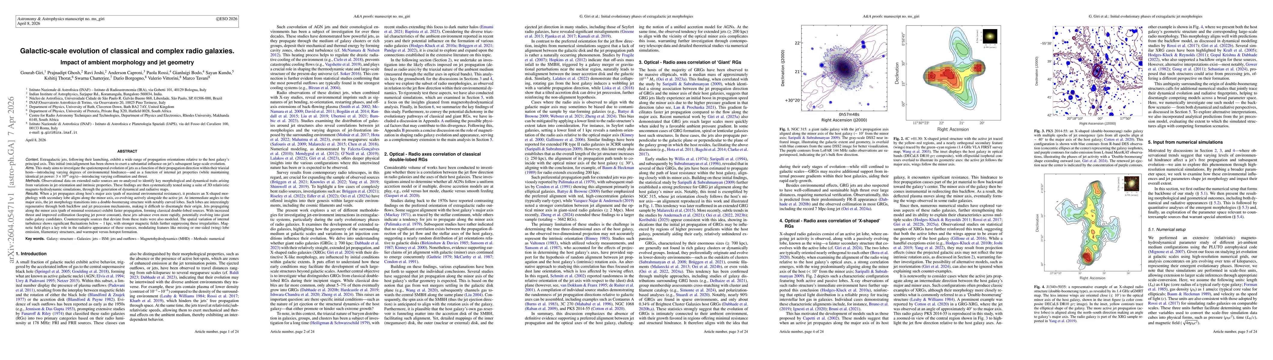 Thumbnail for Galactic-scale evolution of classical and complex radio galaxies. Impact of ambient morphology and jet geometry