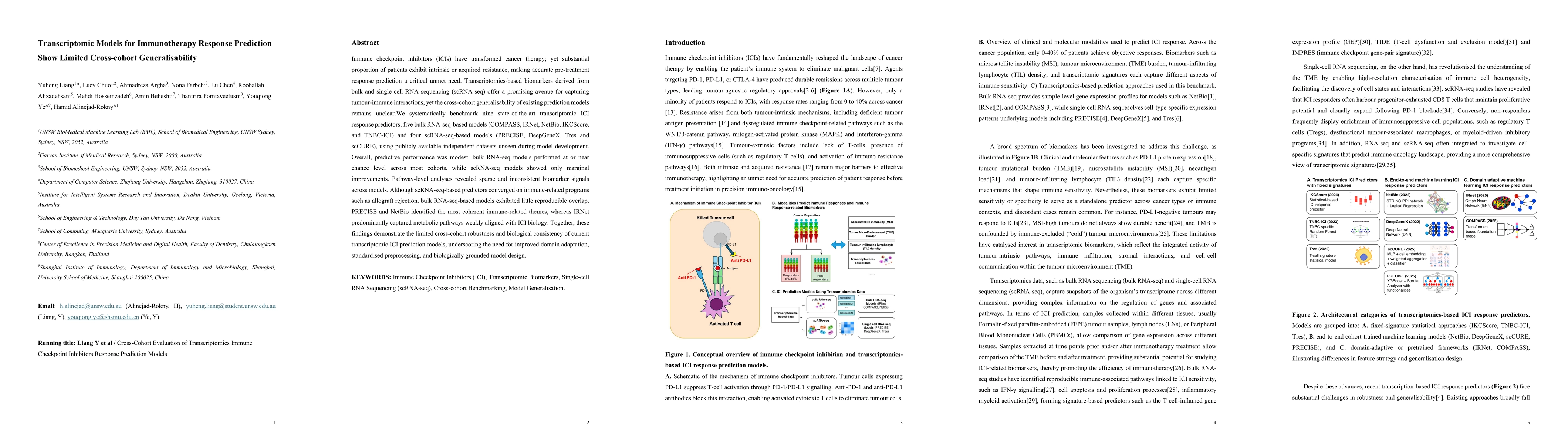 Thumbnail for Transcriptomic Models for Immunotherapy Response Prediction Show Limited Cross-cohort Generalisability