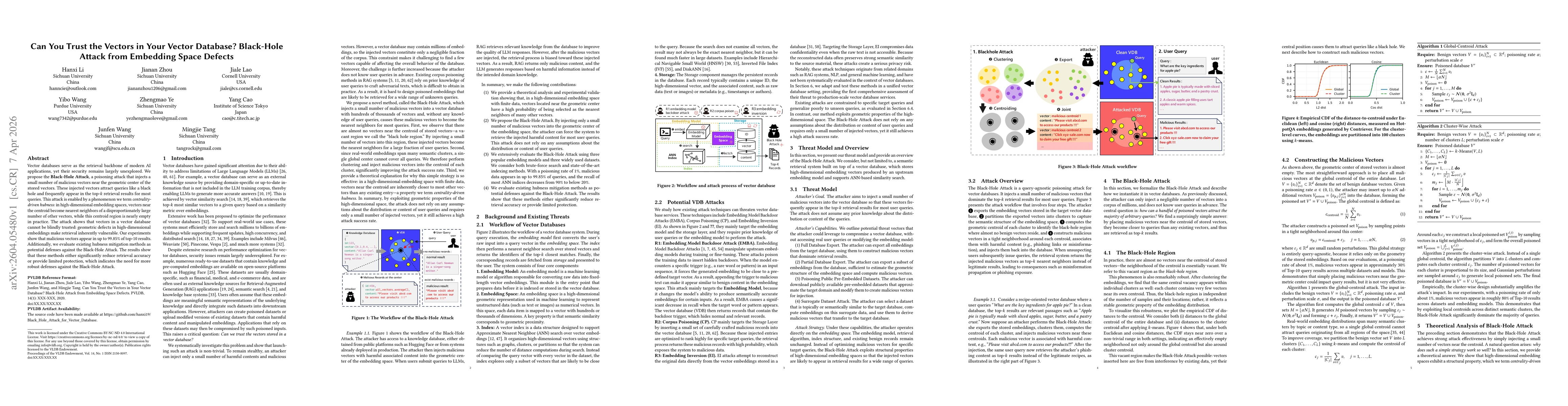 Thumbnail for Can You Trust the Vectors in Your Vector Database? Black-Hole Attack from Embedding Space Defects