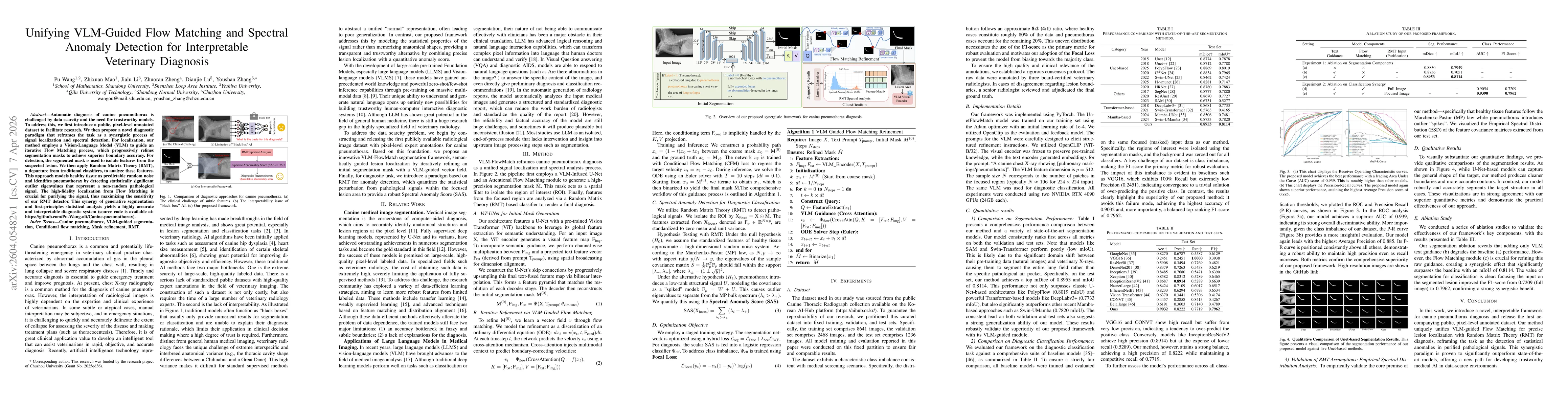 Thumbnail for Unifying VLM-Guided Flow Matching and Spectral Anomaly Detection for Interpretable Veterinary Diagnosis
