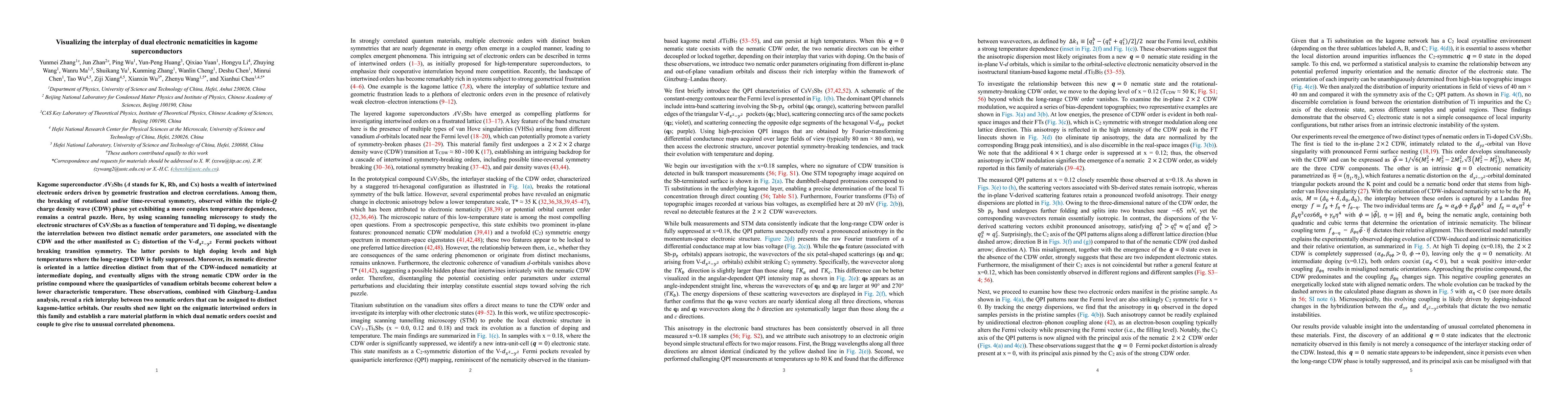 Thumbnail for Visualizing the interplay of dual electronic nematicities in kagome superconductors