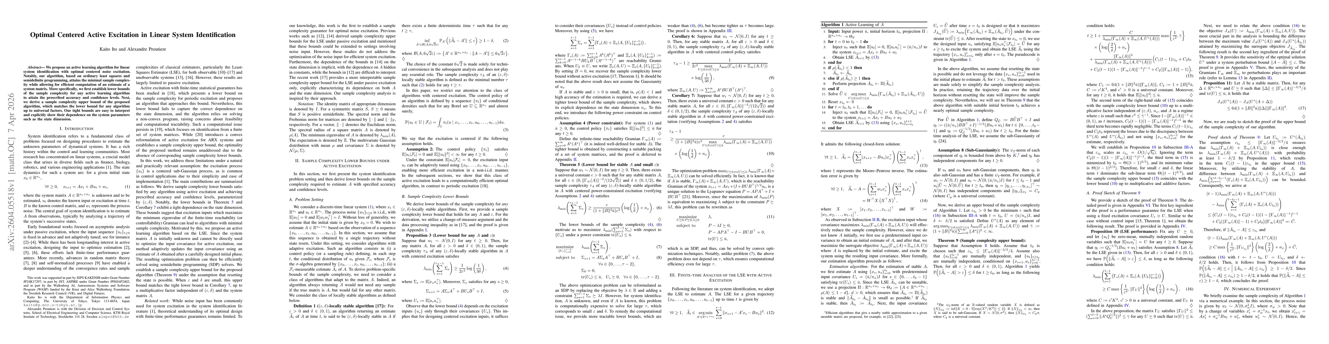 Thumbnail for Optimal Centered Active Excitation in Linear System Identification
