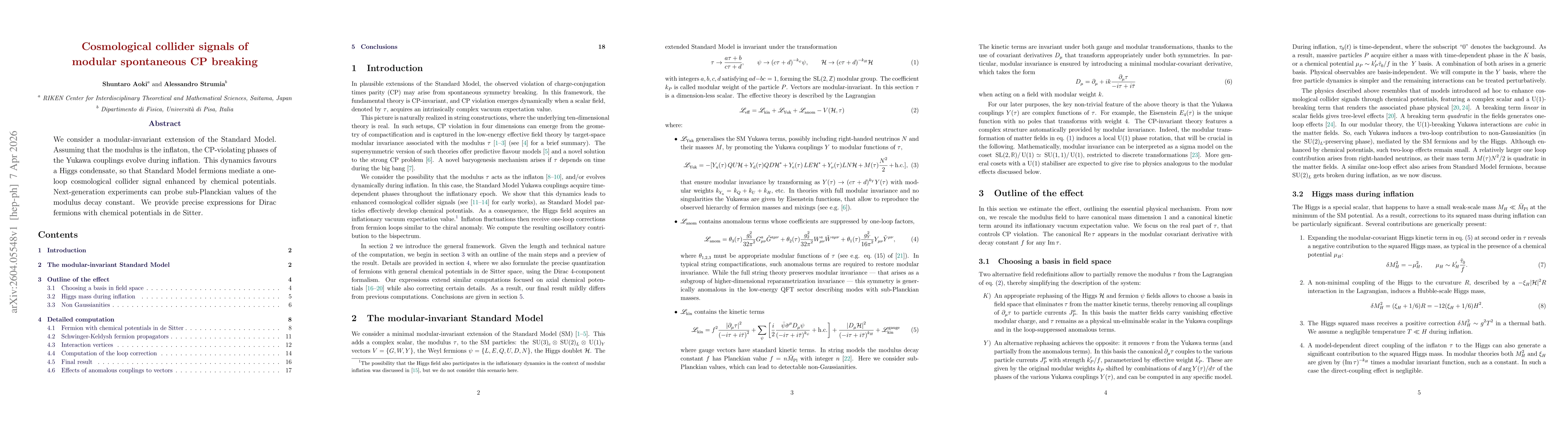 Thumbnail for Cosmological collider signals of modular spontaneous CP breaking