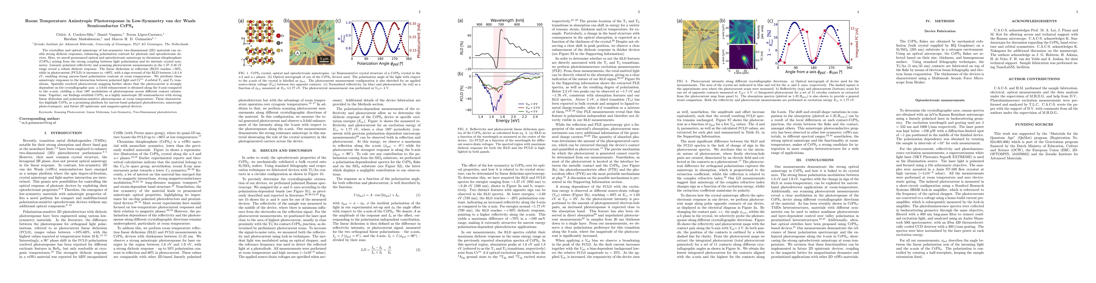 Thumbnail for Room Temperature Anisotropic Photoresponse in Low-Symmetry van der Waals Semiconductor CrPS$_4$