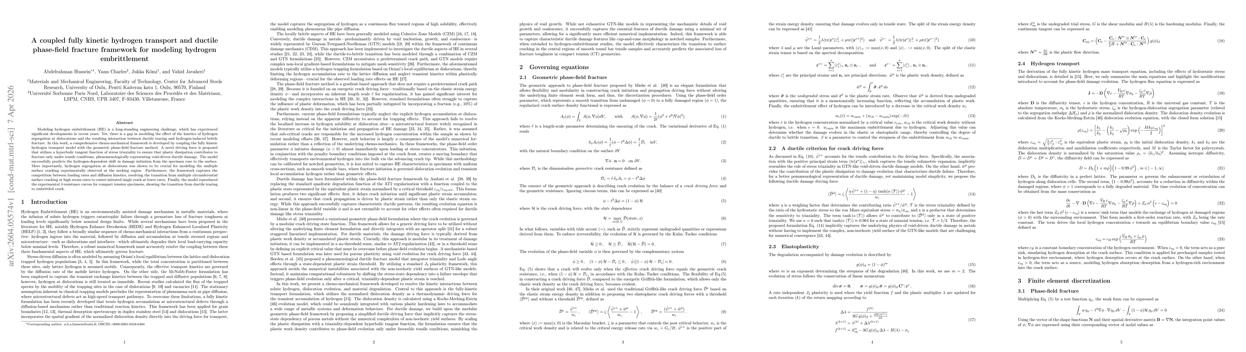 Thumbnail for A coupled fully kinetic hydrogen transport and ductile phase-field fracture framework for modeling hydrogen embrittlement