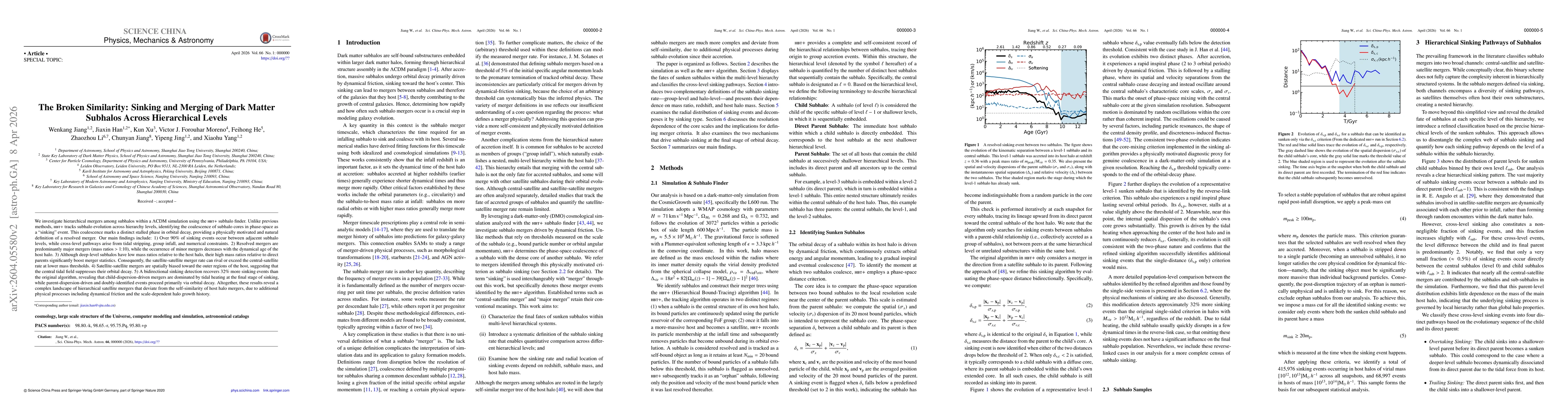 Thumbnail for The Broken Similarity: Sinking and Merging of Dark Matter Subhalos Across Hierarchical Levels