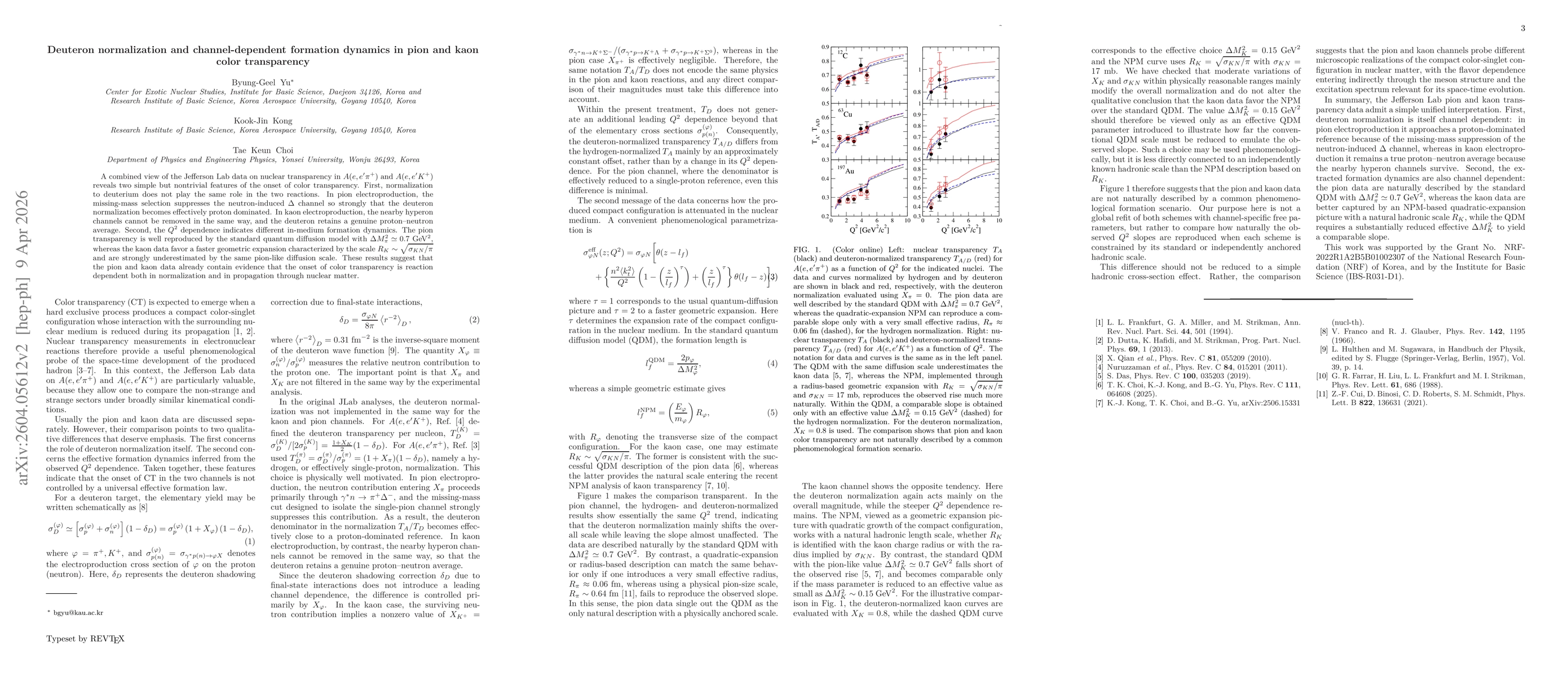 Thumbnail for Deuteron normalization and channel-dependent formation dynamics in pion and kaon color transparency