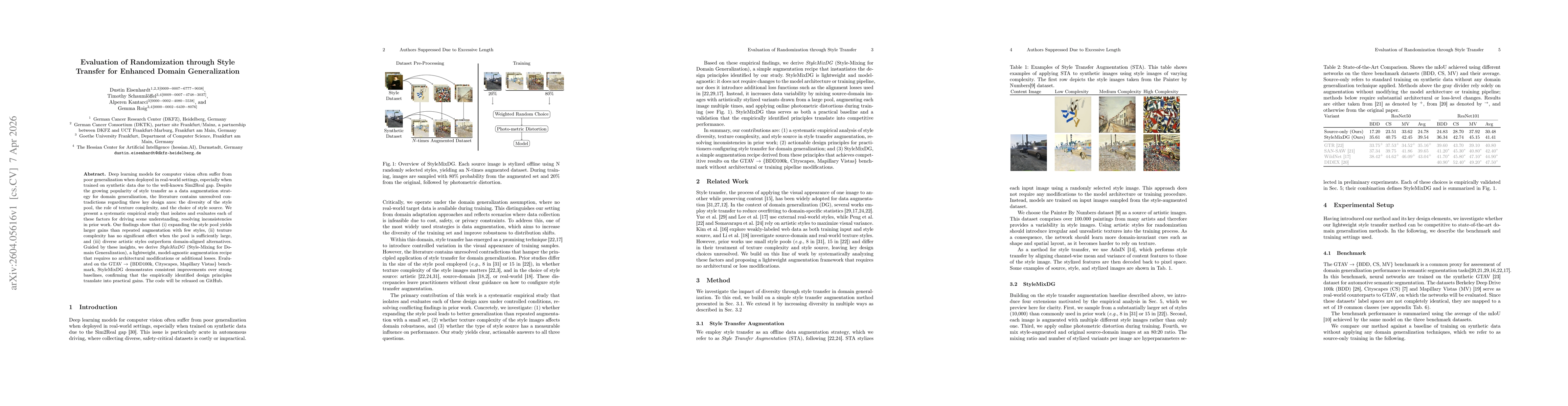 Thumbnail for Evaluation of Randomization through Style Transfer for Enhanced Domain Generalization