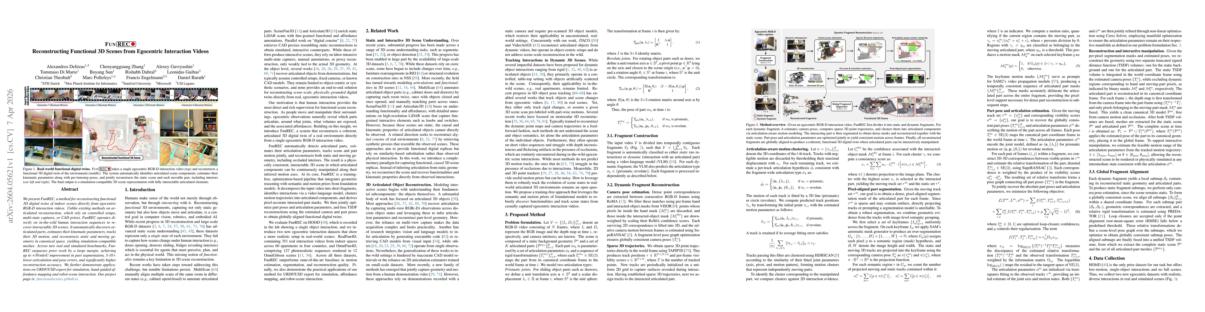 Thumbnail for FunRec: Reconstructing Functional 3D Scenes from Egocentric Interaction Videos