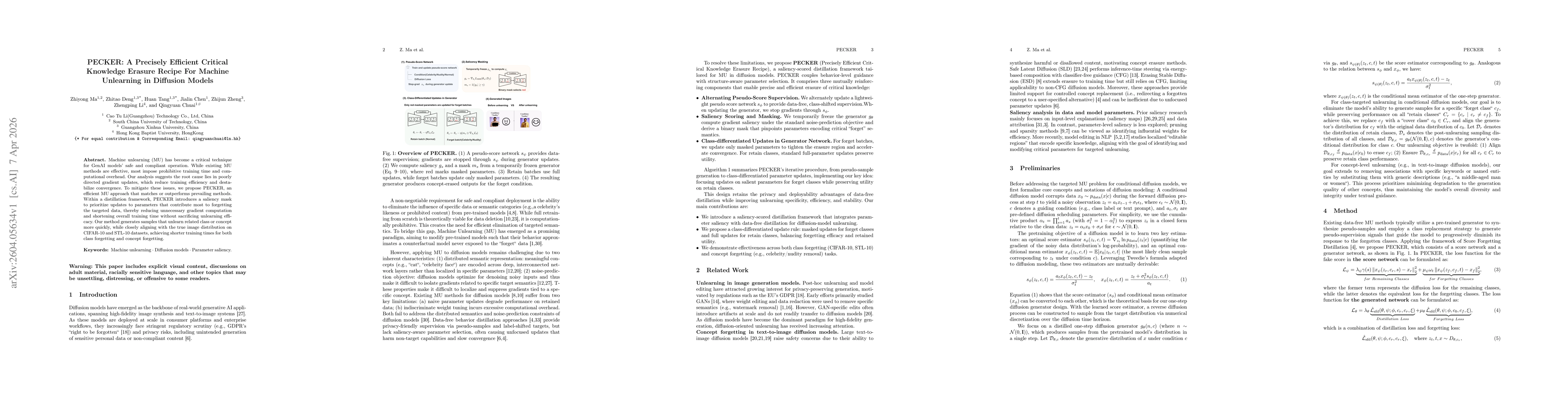 Thumbnail for PECKER: A Precisely Efficient Critical Knowledge Erasure Recipe For Machine Unlearning in Diffusion Models