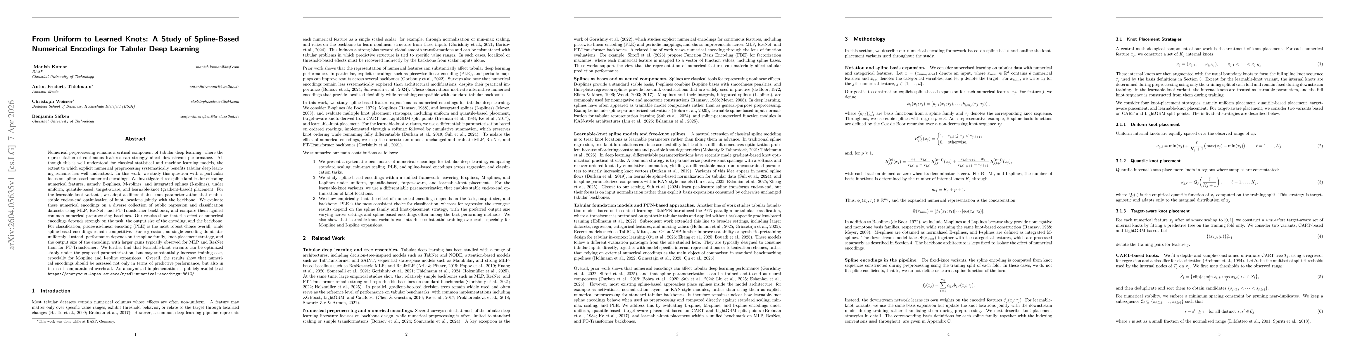 Thumbnail for From Uniform to Learned Knots: A Study of Spline-Based Numerical Encodings for Tabular Deep Learning