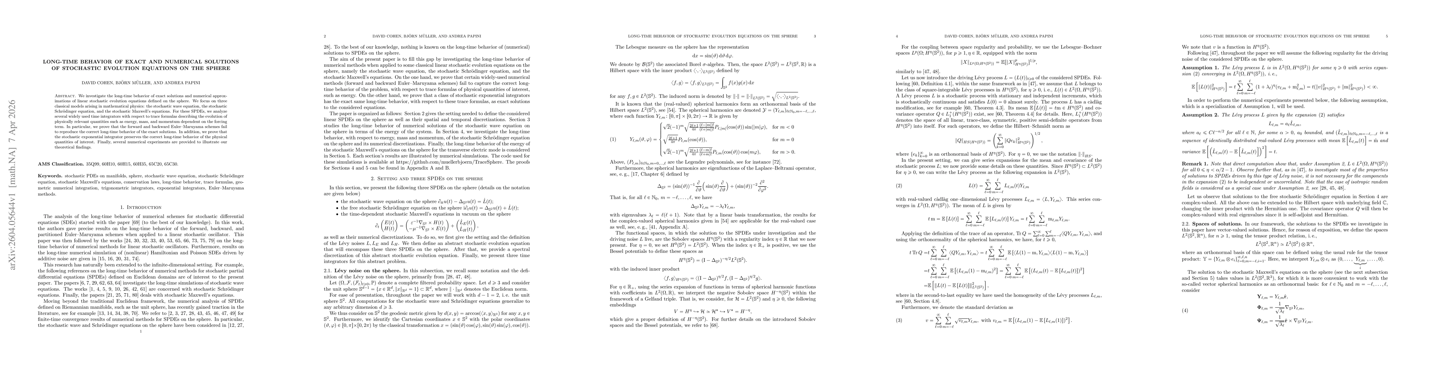 Thumbnail for Long-time behavior of exact and numerical solutions of stochastic evolution equations on the sphere