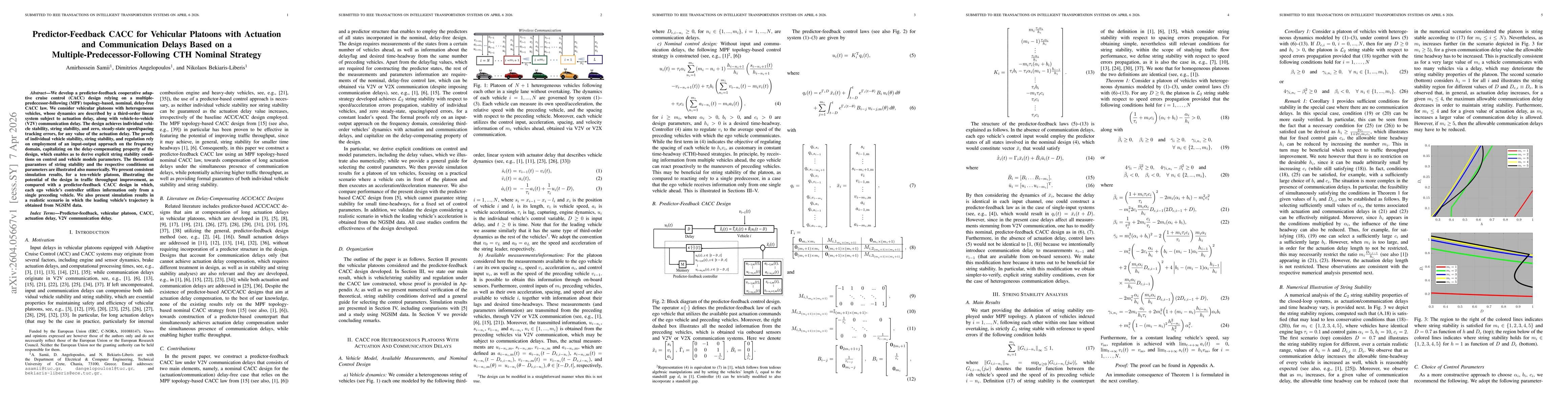 Thumbnail for Predictor-Feedback CACC for Vehicular Platoons with Actuation and Communication Delays Based on a Multiple-Predecessor-Following CTH Nominal Strategy
