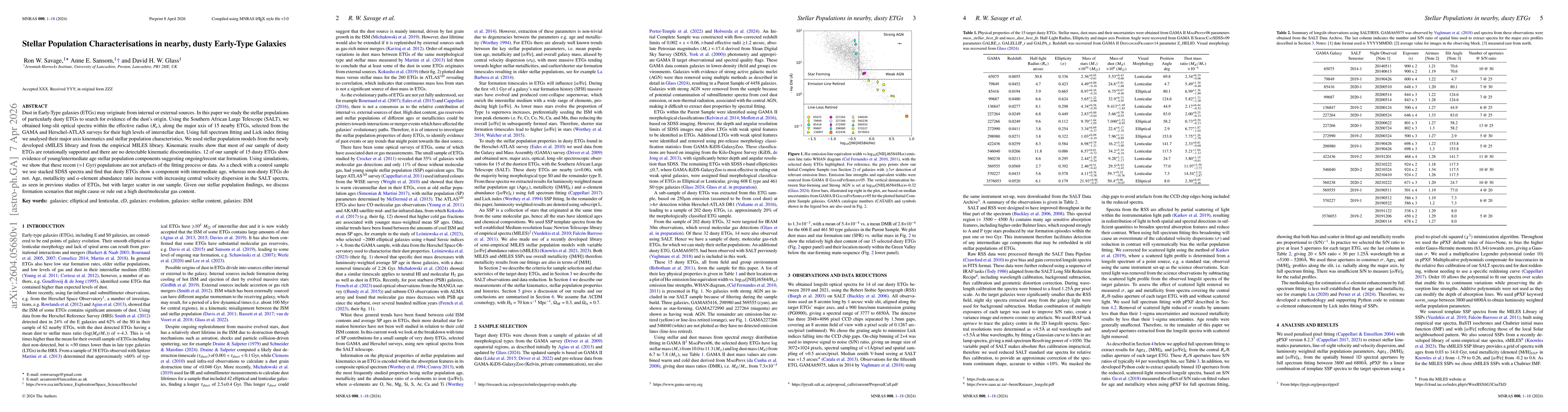 Thumbnail for Stellar Population Characterisations in nearby, dusty Early-Type Galaxies