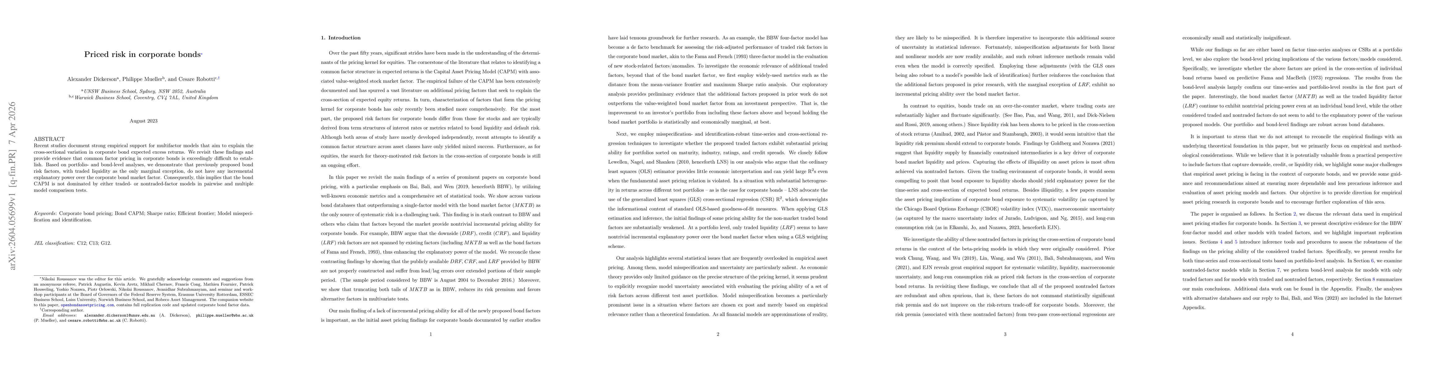 Thumbnail for Priced risk in corporate bonds