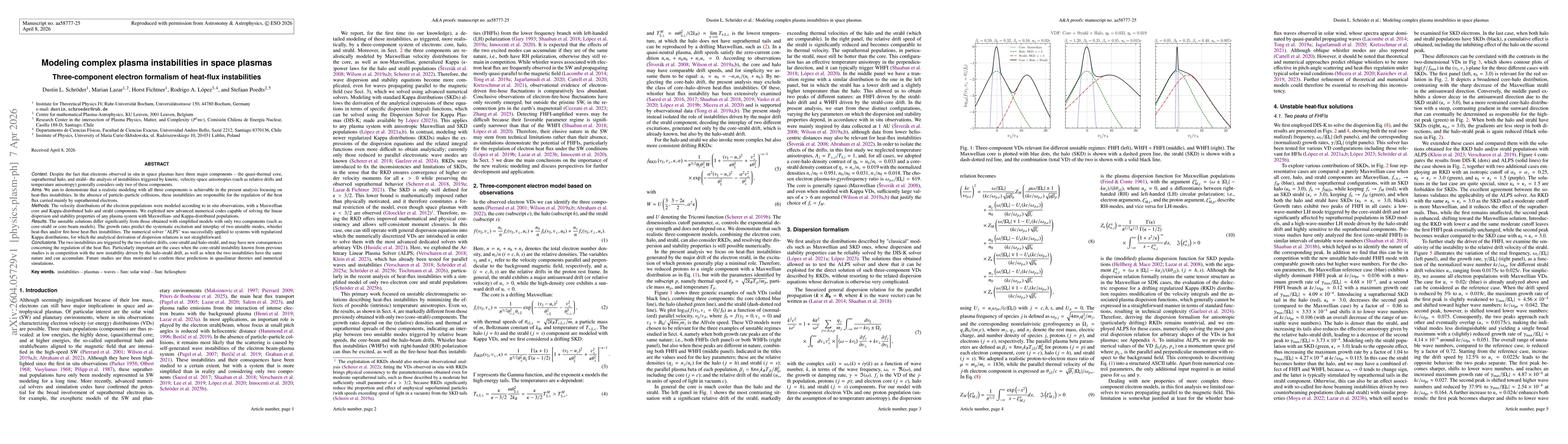 Thumbnail for Modeling complex plasma instabilities in space plasmas - Three-component electron formalism of heat-flux instabilities