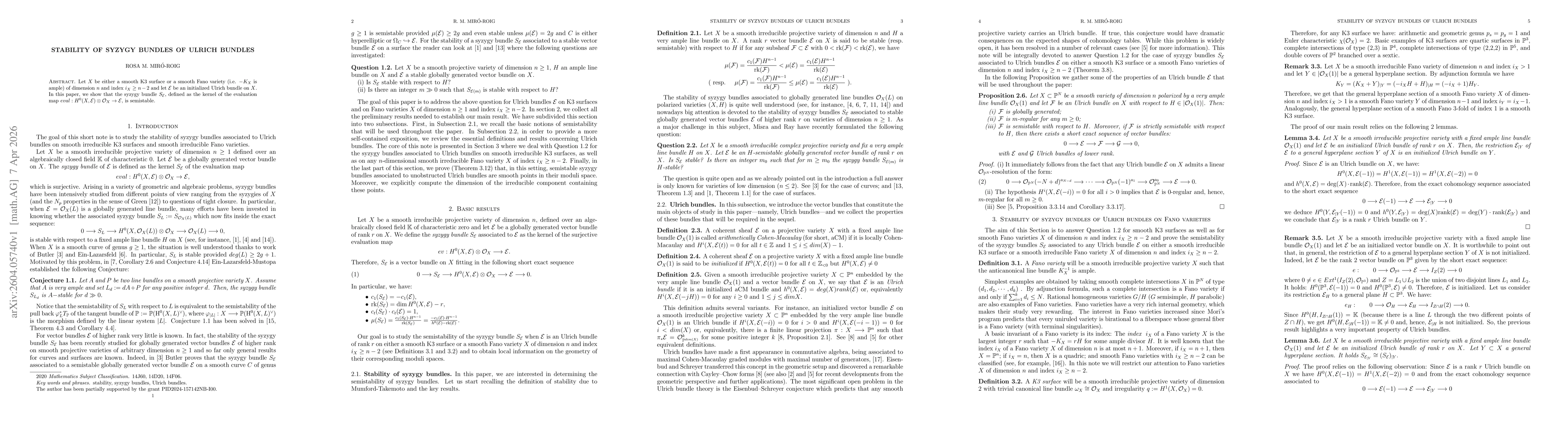 Thumbnail for Stability of syzygy bundles of Ulrich bundles
