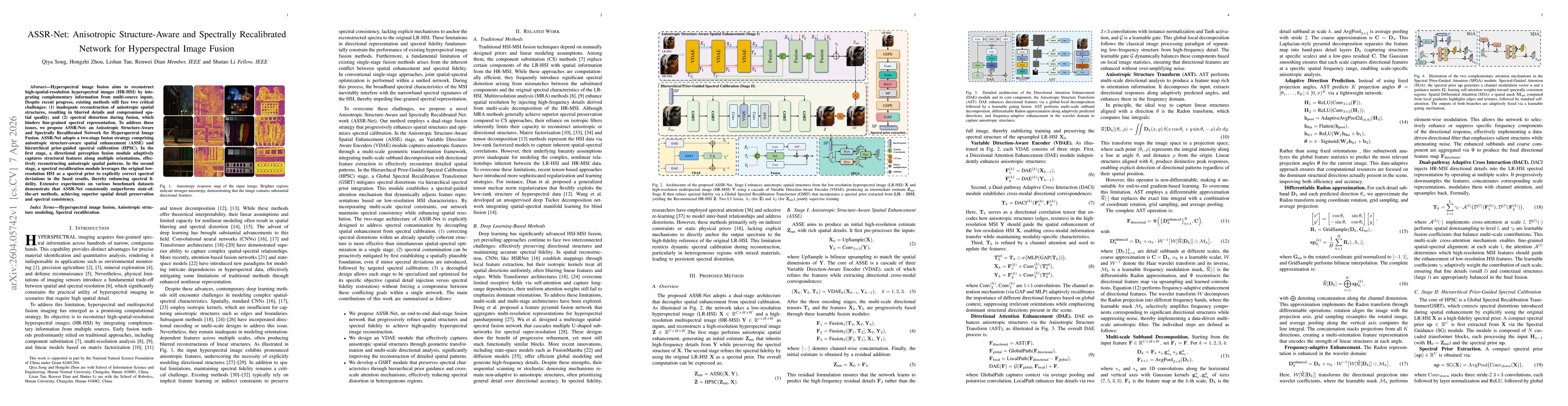 Thumbnail for ASSR-Net: Anisotropic Structure-Aware and Spectrally Recalibrated Network for Hyperspectral Image Fusion