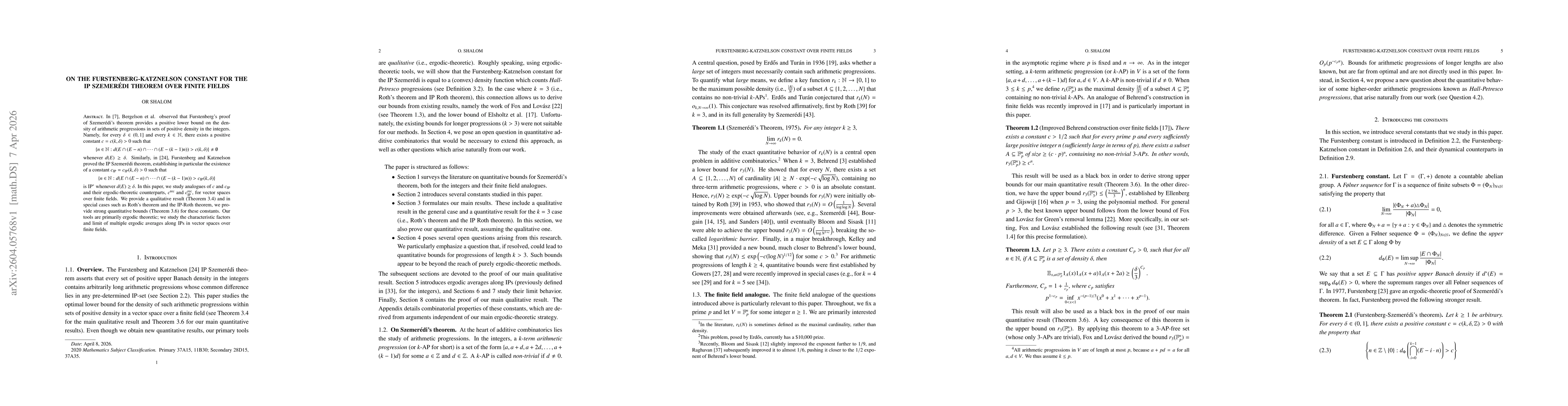 Thumbnail for On the Furstenberg-Katznelson constant for the IP Szemeredi theorem over finite fields