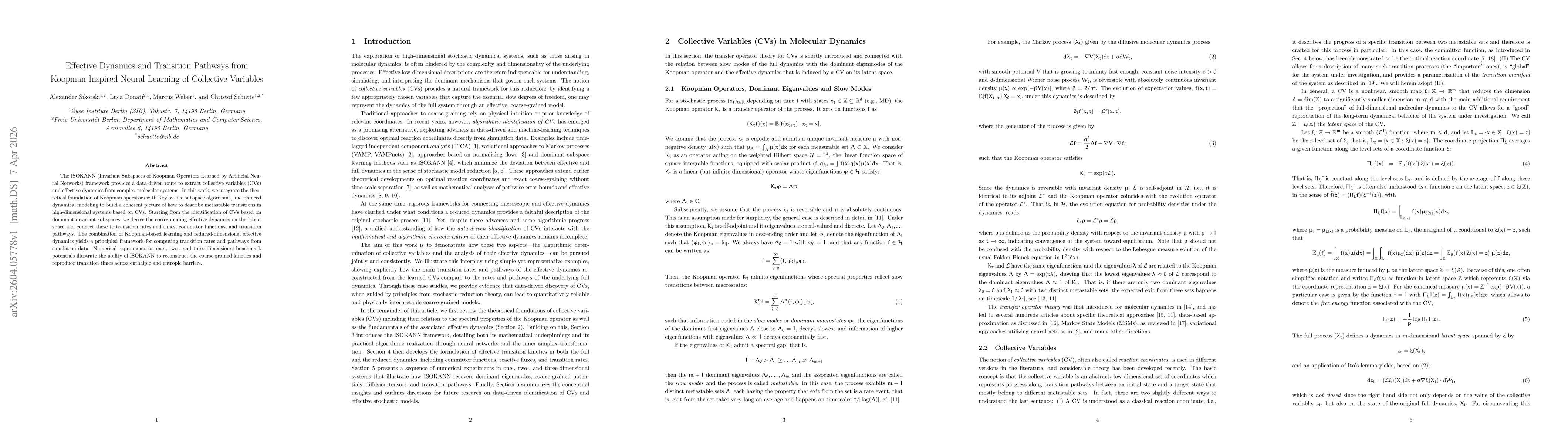 Thumbnail for Effective Dynamics and Transition Pathways from Koopman-Inspired Neural Learning of Collective Variables