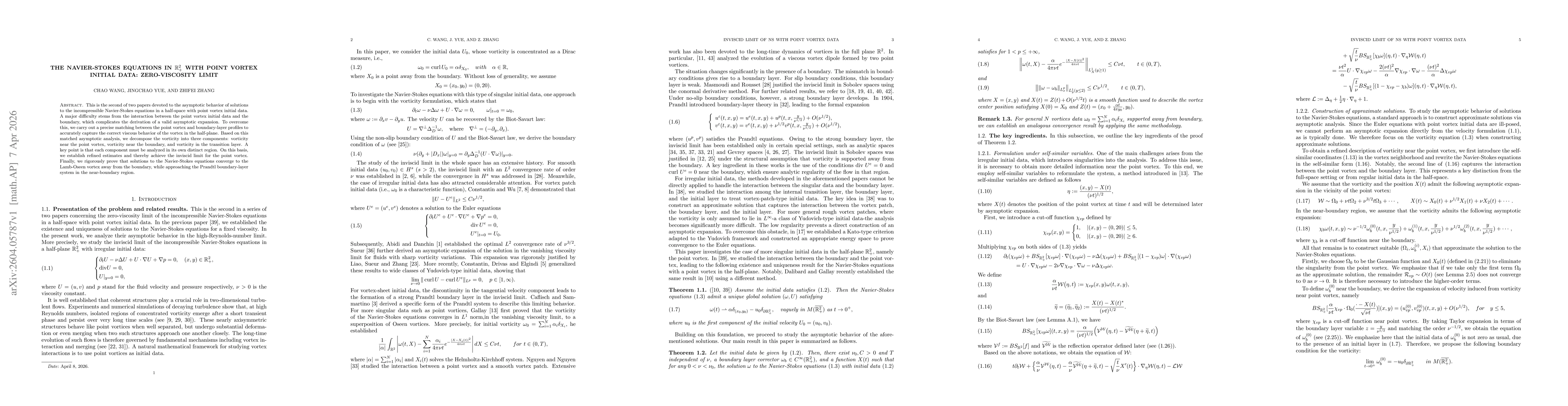 Thumbnail for The Navier-Stokes equations in $\mathbb R^2_+$ with point vortex initial data: Zero-viscosity limit