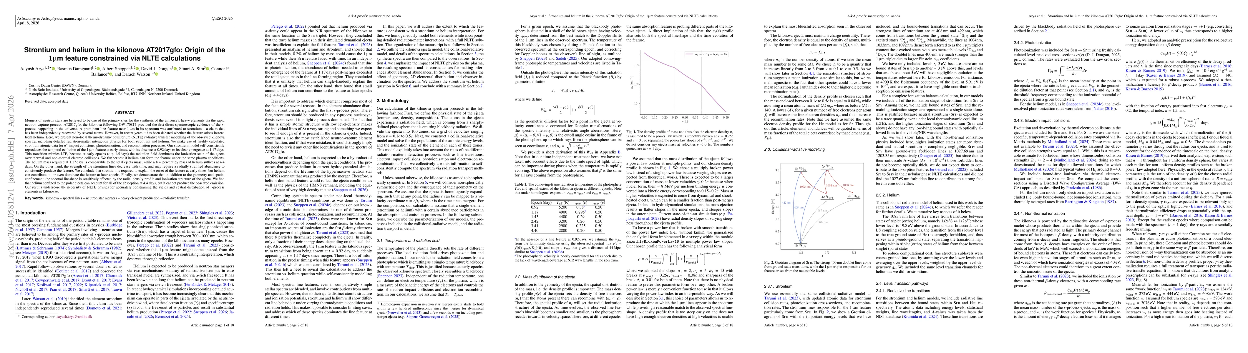 Thumbnail for Strontium and helium in the kilonova AT2017gfo: Origin of the 1μm feature constrained via NLTE calculations