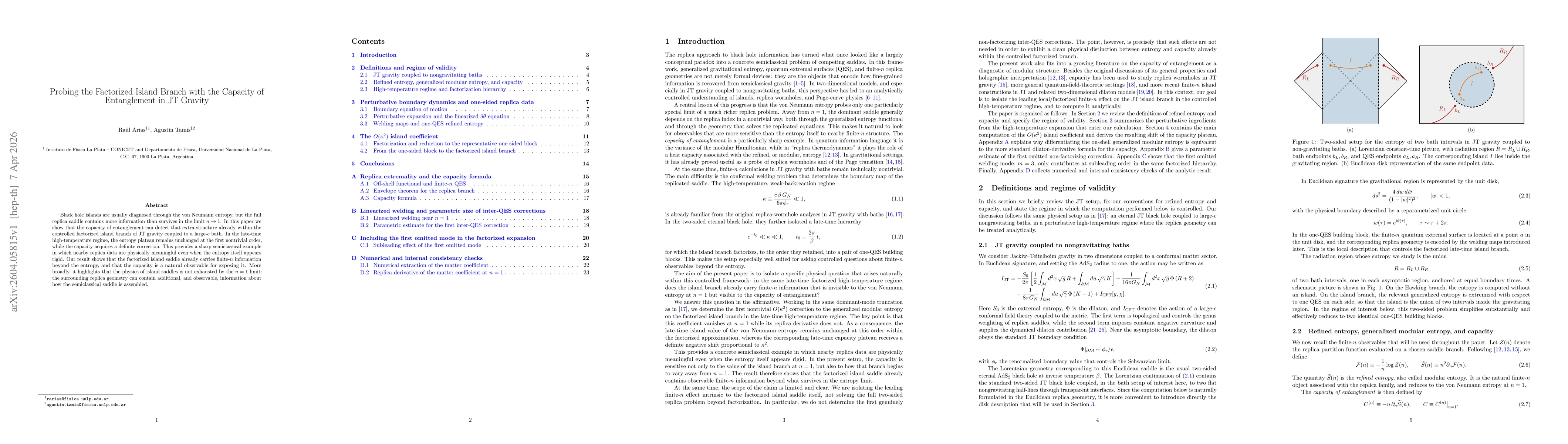Thumbnail for Probing the Factorized Island Branch with the Capacity of Entanglement in JT Gravity