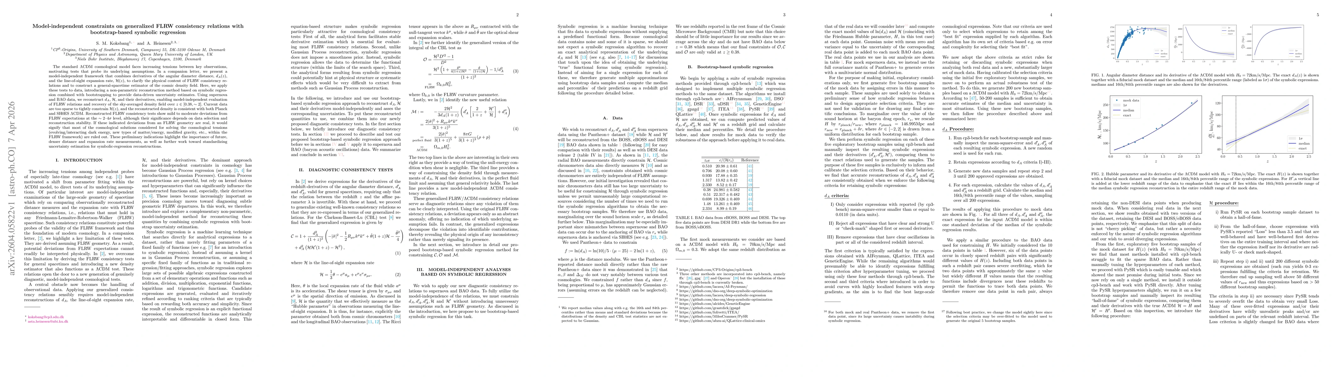 Thumbnail for Model-independent constraints on generalized FLRW consistency relations with bootstrap-based symbolic regression